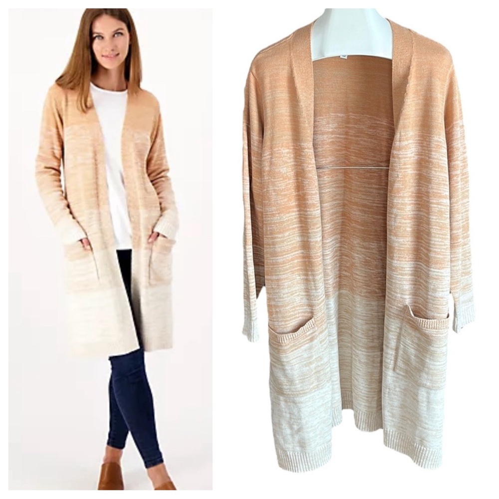 🎈Denim & Co. Spacedye Open Front Long Sweater Cardigan